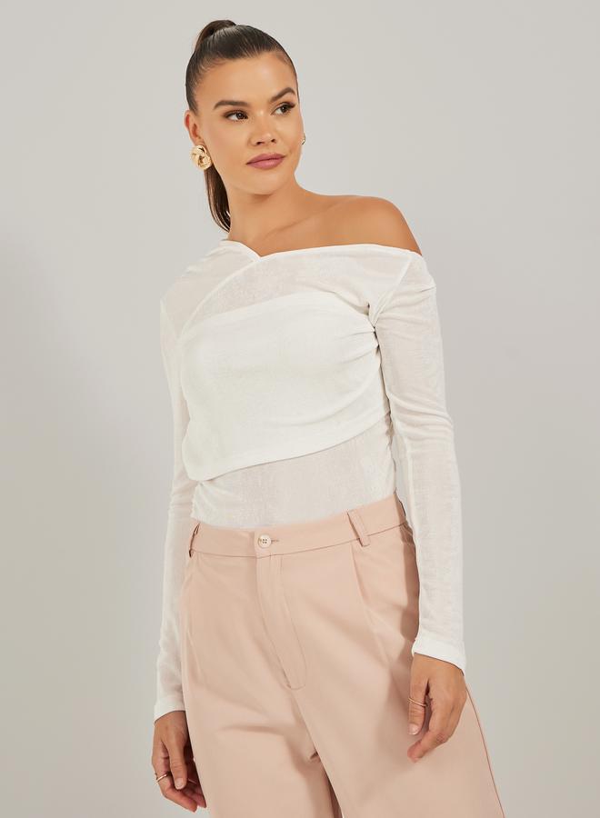 Styli One Shoulder Long Sleeve Knit Top - Image 3